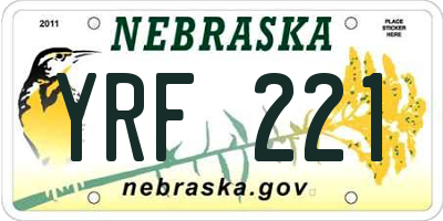 NE license plate YRF221