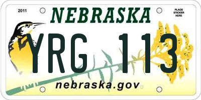 NE license plate YRG113