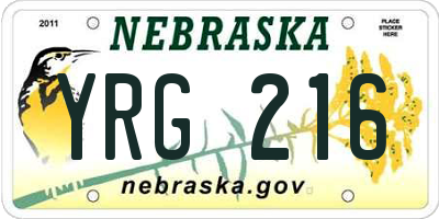 NE license plate YRG216