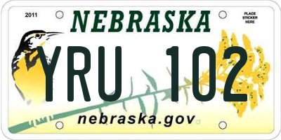 NE license plate YRU102