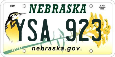 NE license plate YSA923