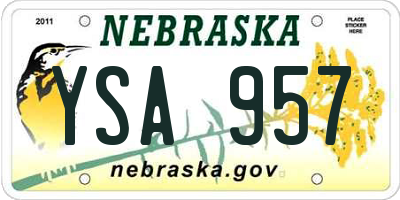 NE license plate YSA957