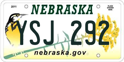 NE license plate YSJ292