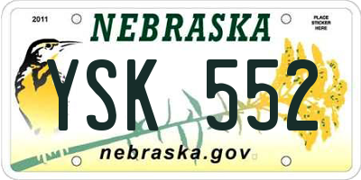 NE license plate YSK552