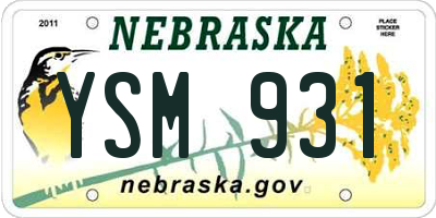 NE license plate YSM931