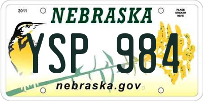 NE license plate YSP984