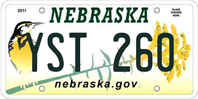NE license plate YST260