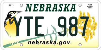 NE license plate YTE987