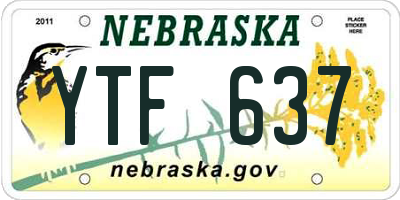 NE license plate YTF637