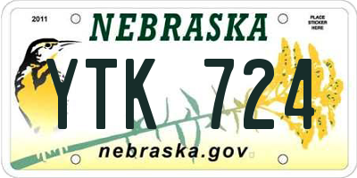 NE license plate YTK724
