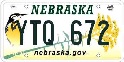 NE license plate YTQ672