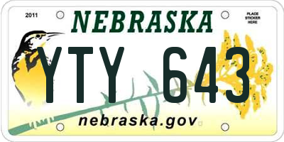 NE license plate YTY643