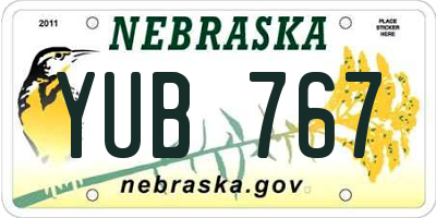 NE license plate YUB767