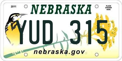 NE license plate YUD315