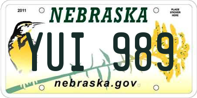 NE license plate YUI989