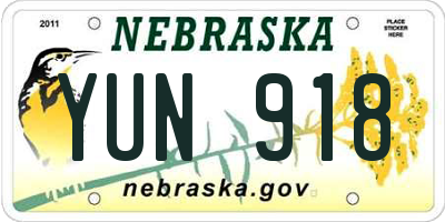 NE license plate YUN918