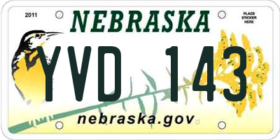 NE license plate YVD143