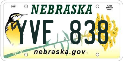 NE license plate YVF838