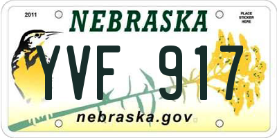 NE license plate YVF917