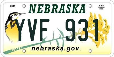 NE license plate YVF931