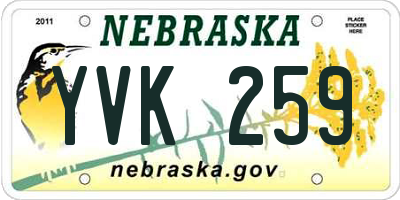 NE license plate YVK259