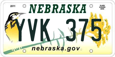 NE license plate YVK375