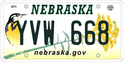 NE license plate YVW668