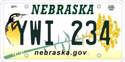 NE license plate YWI234