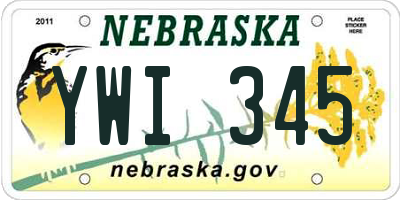 NE license plate YWI345