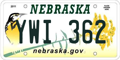 NE license plate YWI362