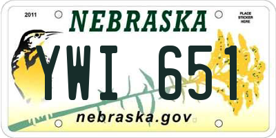 NE license plate YWI651