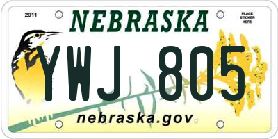 NE license plate YWJ805