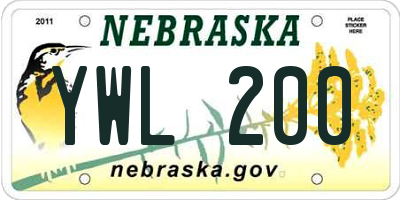 NE license plate YWL200