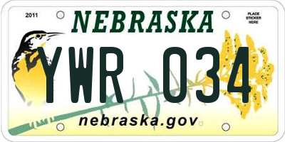 NE license plate YWR034