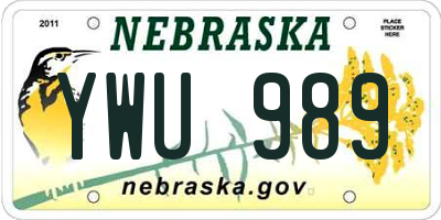 NE license plate YWU989