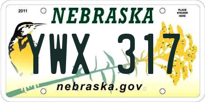 NE license plate YWX317