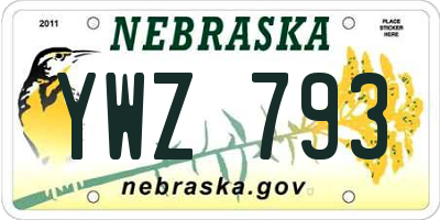 NE license plate YWZ793