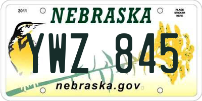 NE license plate YWZ845