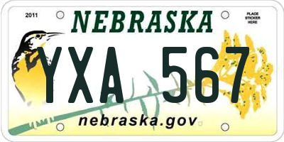 NE license plate YXA567