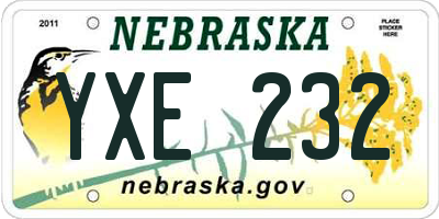 NE license plate YXE232