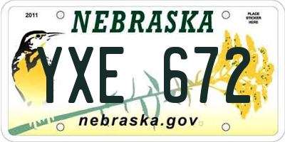 NE license plate YXE672
