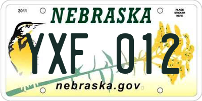 NE license plate YXF012