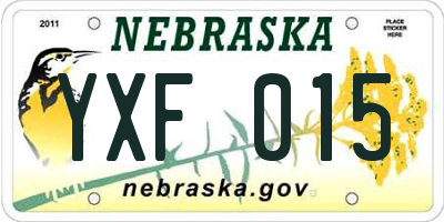 NE license plate YXF015