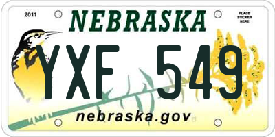NE license plate YXF549