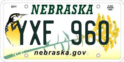 NE license plate YXF960