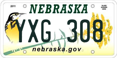 NE license plate YXG308