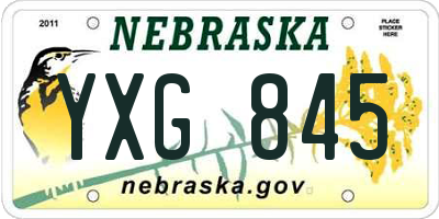NE license plate YXG845