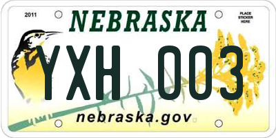 NE license plate YXH003