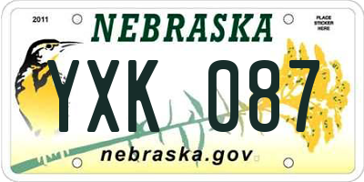 NE license plate YXK087