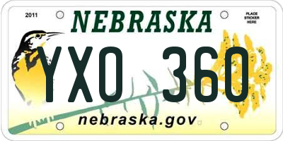 NE license plate YXO360